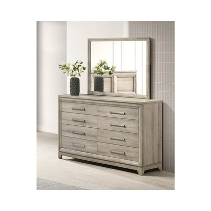 Weathered Greige 6-Drawers Dresser with Mirror