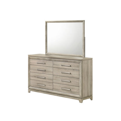 Weathered Greige 6-Drawers Dresser with Mirror