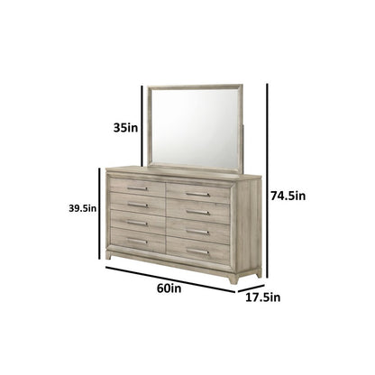 Weathered Greige 6-Drawers Dresser with Mirror