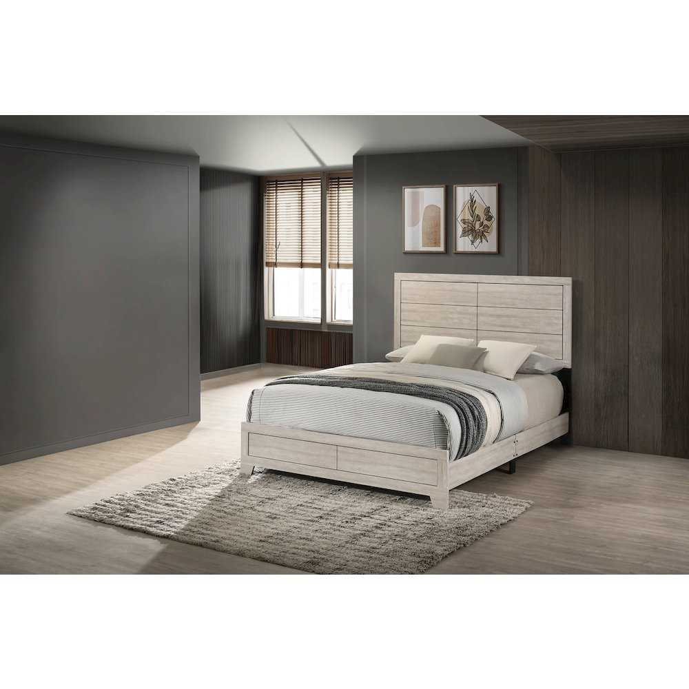 Eastern King Panel Bed  Rustic Gray Oak color