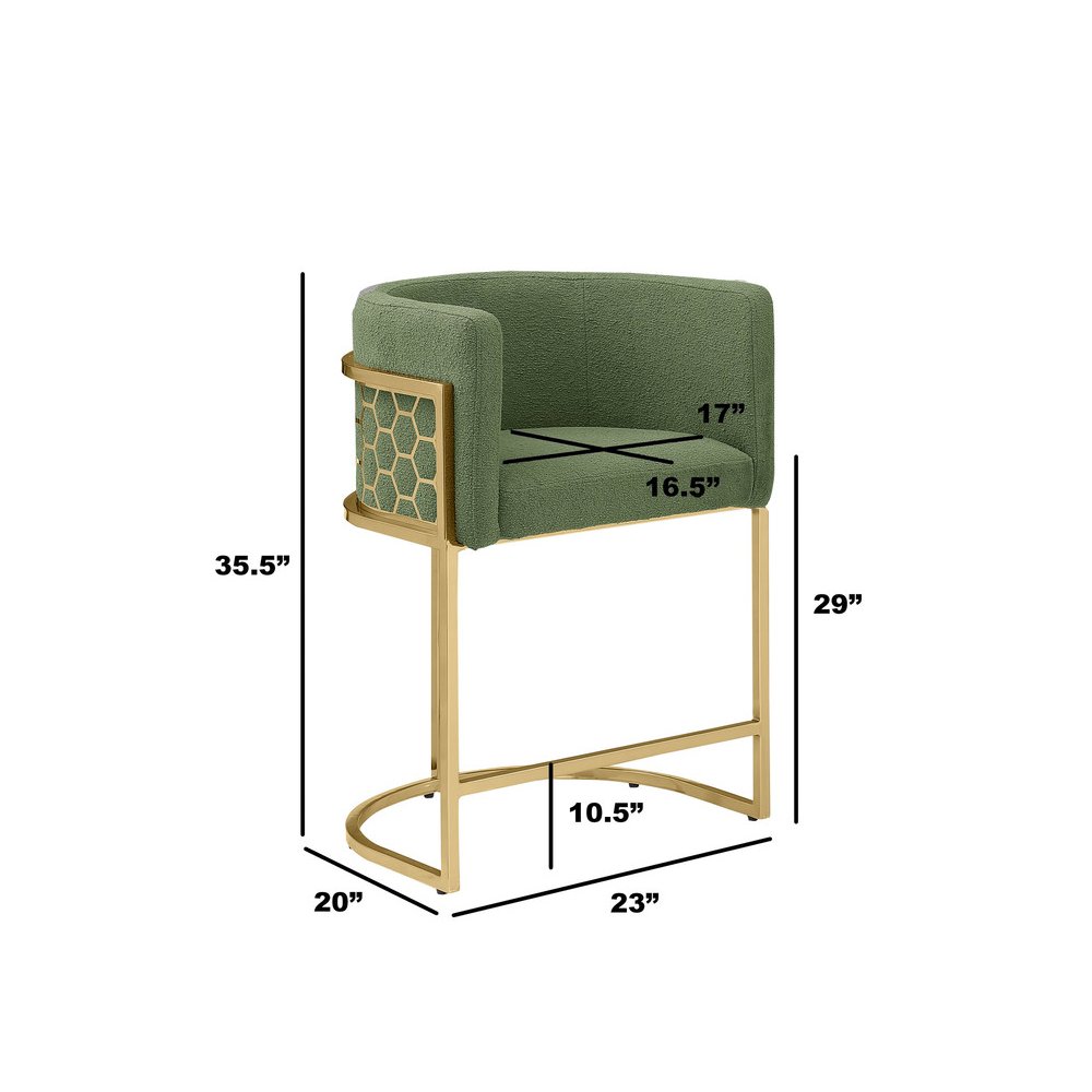 Green With Gold Barstool, Set Of One
