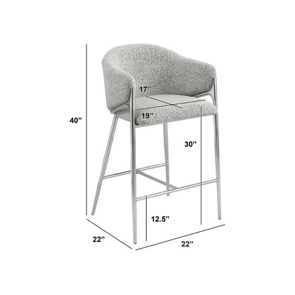 Rich gray barstools (29") in boucle fabric and Silver chrome base (SET OF 2)