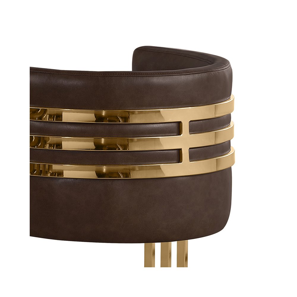 Leaather-Aire Espresso Counterheights 24" with Gold Chrome (Set of 2)