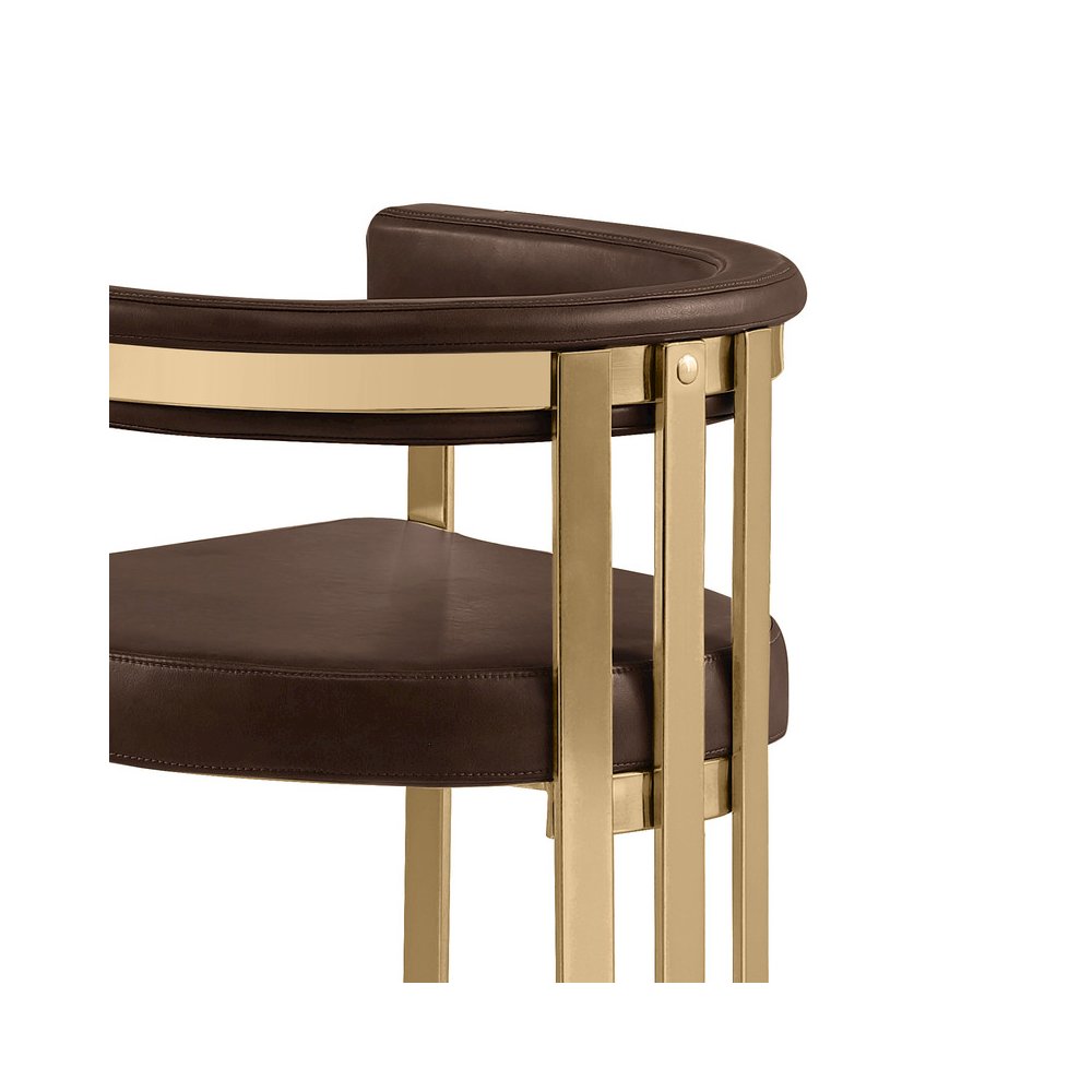 Espresso Leather-Aire Fabric Counterheight with Gold Chrome Base (Set of 2)