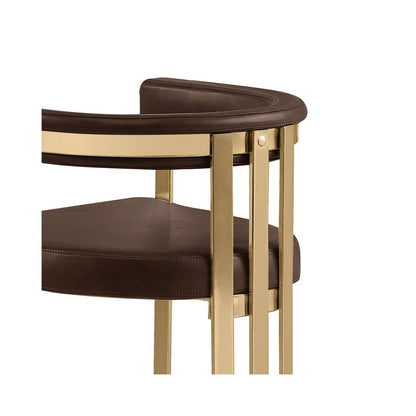 Espresso Leather-Aire Fabric Counterheight with Gold Chrome Base (Set of 2)