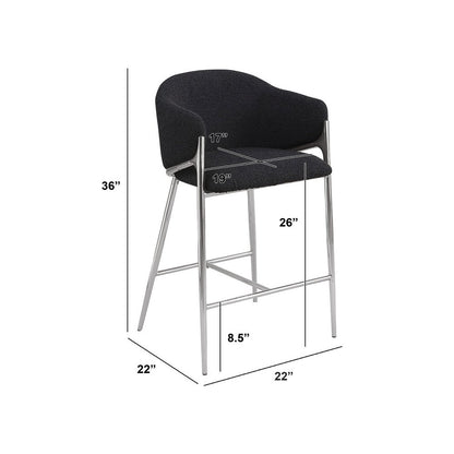 Black Counterheight (26") In Boucle Fabric And Silver Chrome Base (Set Of 2)