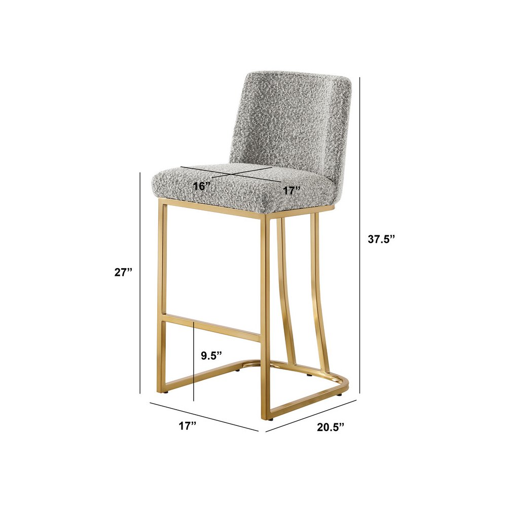Rich Gray With Gold Base Counter-Height Chairs, Set Of 2