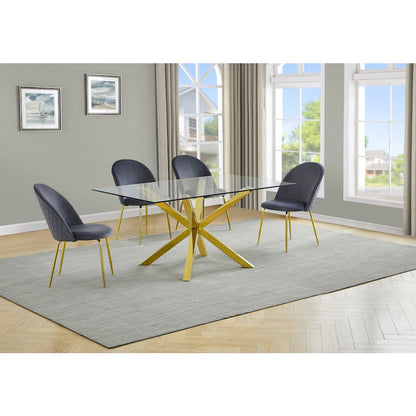 5 piece dining set- Rectangular dining table with 4 Dark grey side chairs
