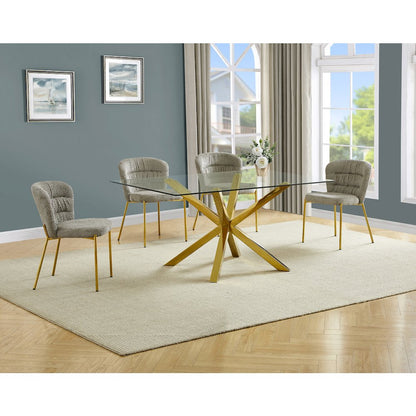 Rectangle Tempered Glass Dining Table With 4 Grey Side Chairs