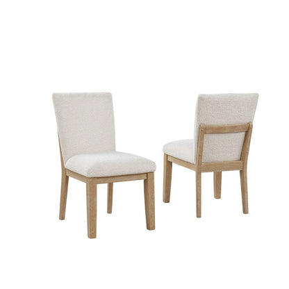 2pc Light Oak Natural Fining Cream Color Dining Chairs