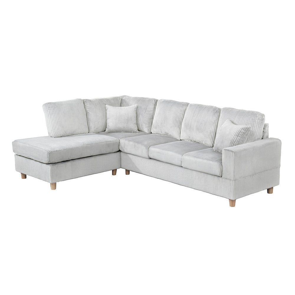 2Pc Corduroy Sectional In Light Gray