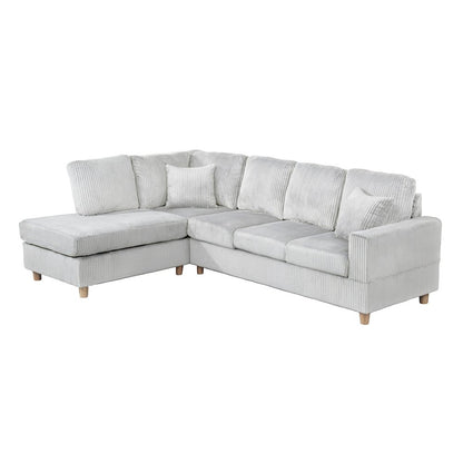 2Pc Corduroy Sectional In Light Gray