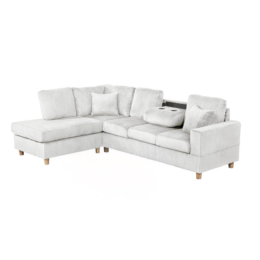 2Pc Corduroy Sectional In Light Gray