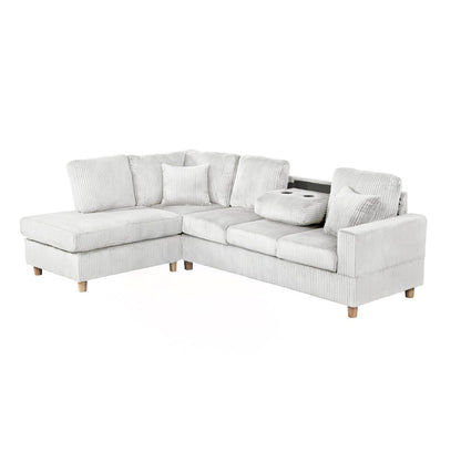 2Pc Corduroy Sectional In Light Gray