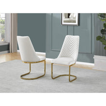 Cream velvet chairs with gold chrome base (SET OF 2)