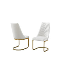 Cream velvet chairs with gold chrome base (SET OF 2)