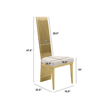 Set Of 2 Slat Back Side Chairs In Gold Stainless Steel