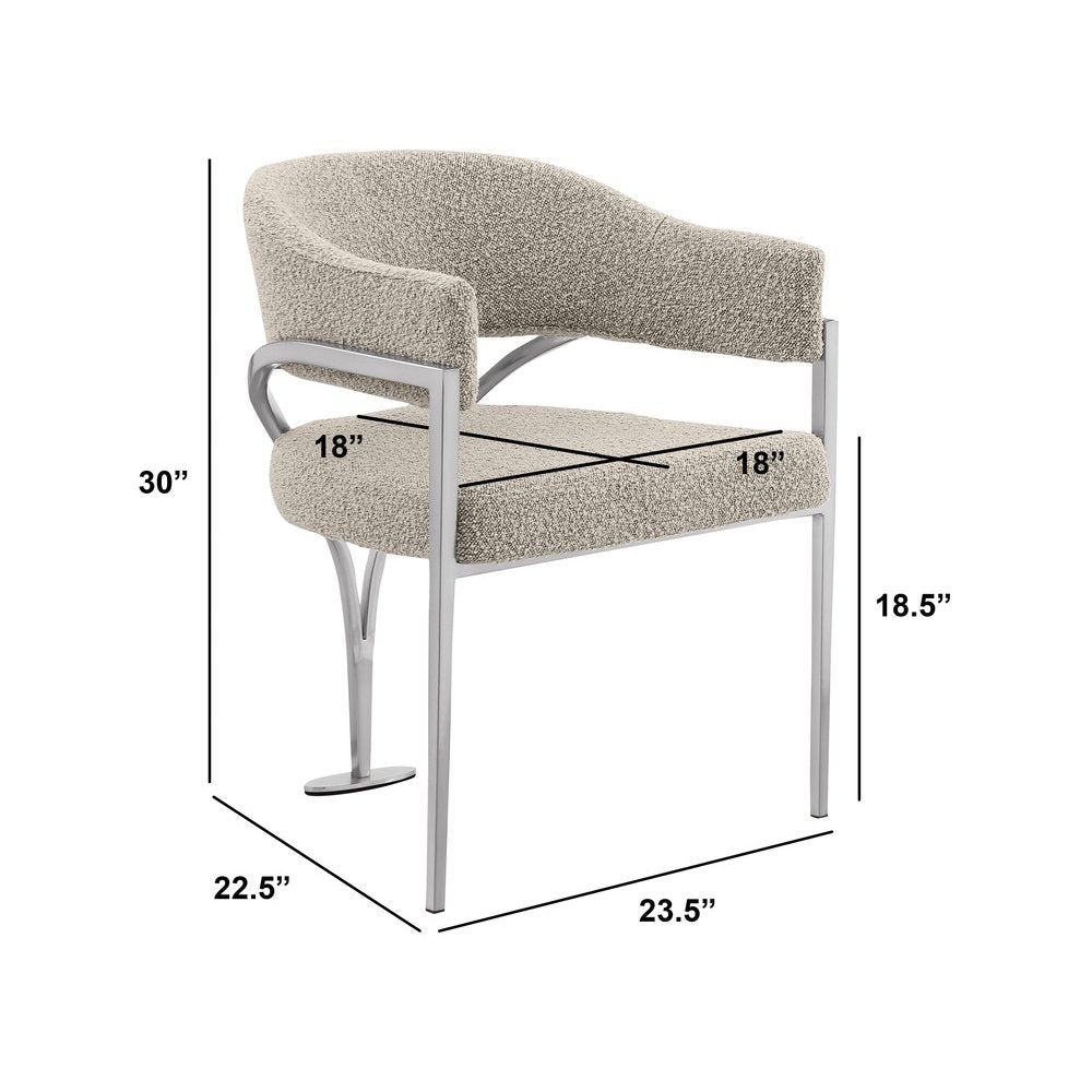 5Pc Round 48X48 Dining Set With 4 Gray Boucle Chairs