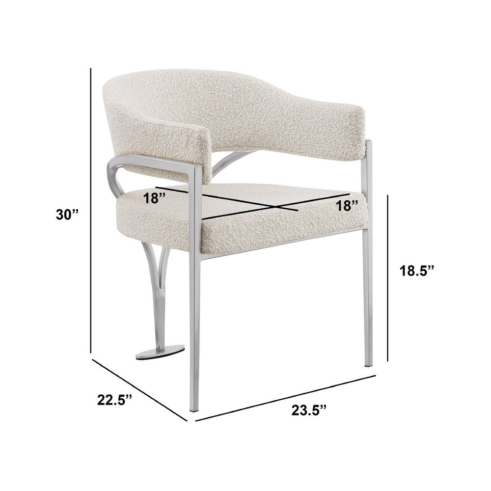 Modern Upholstered Chair with Cream Boucle Fabric Set of 2