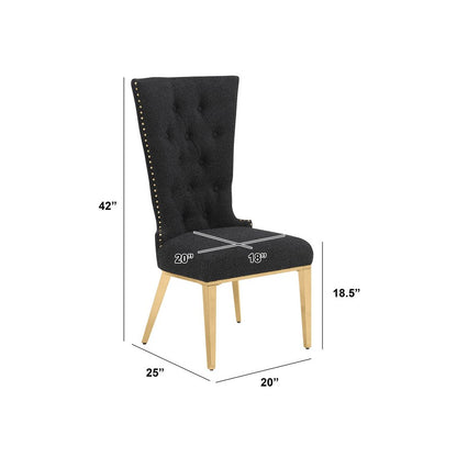 Black Boucle Fabric With Gold Chrome Base Glam Dining Chairs (Set Of 2)