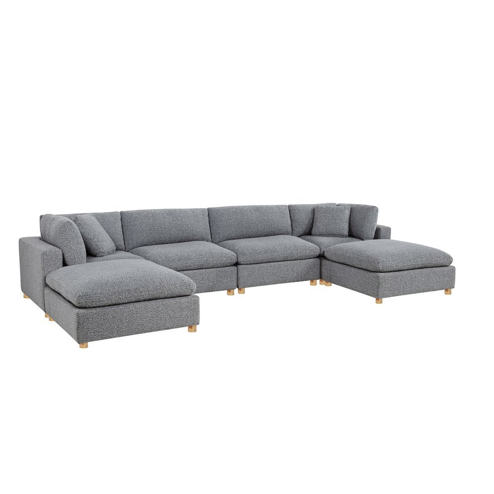 6-Piece Boucle Modular Sectional, Rich Gray
