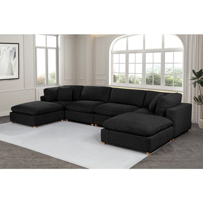 6-Piece Boucle Modular Sectional, Black
