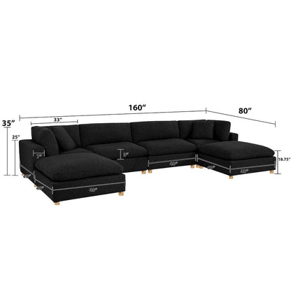 6-Piece Boucle Modular Sectional, Black