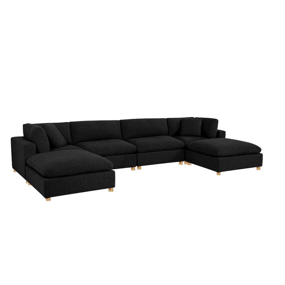 6-Piece Boucle Modular Sectional, Black