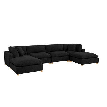 6-Piece Boucle Modular Sectional, Black