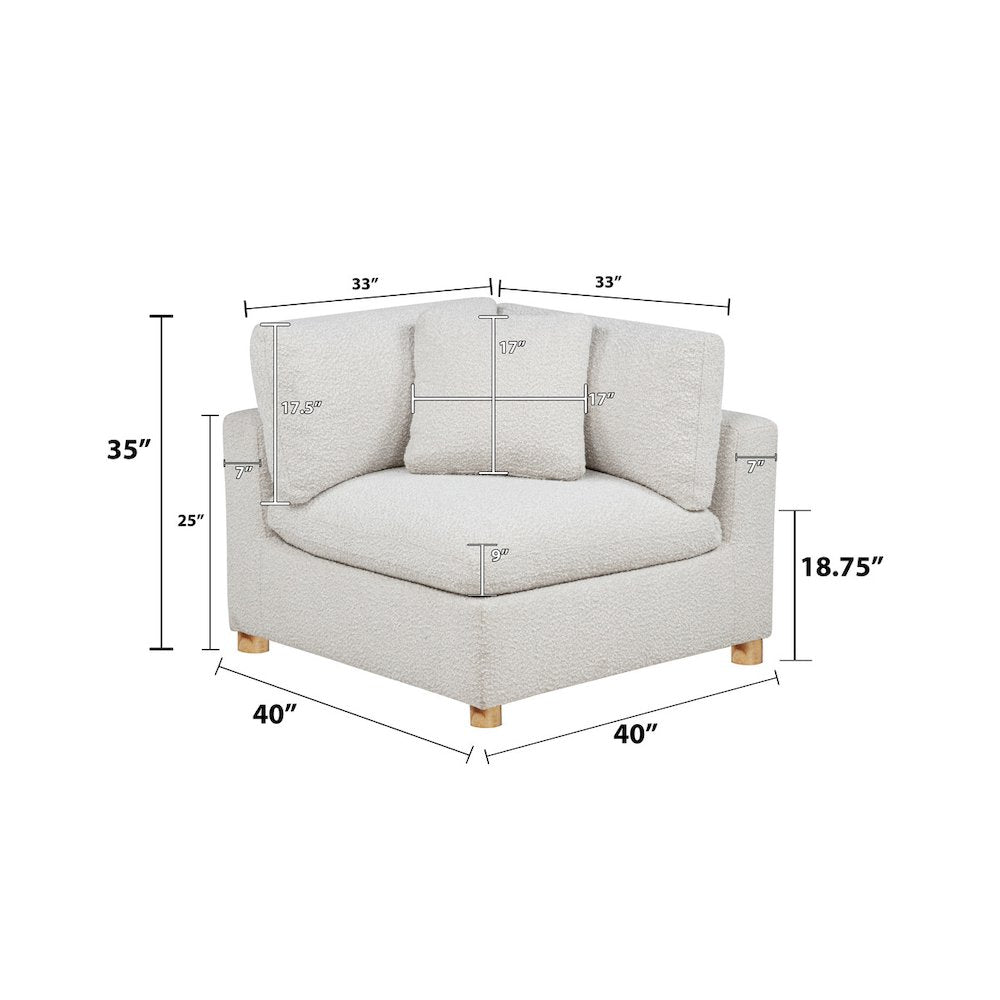 Boucle Modular Corner Chair, Cream