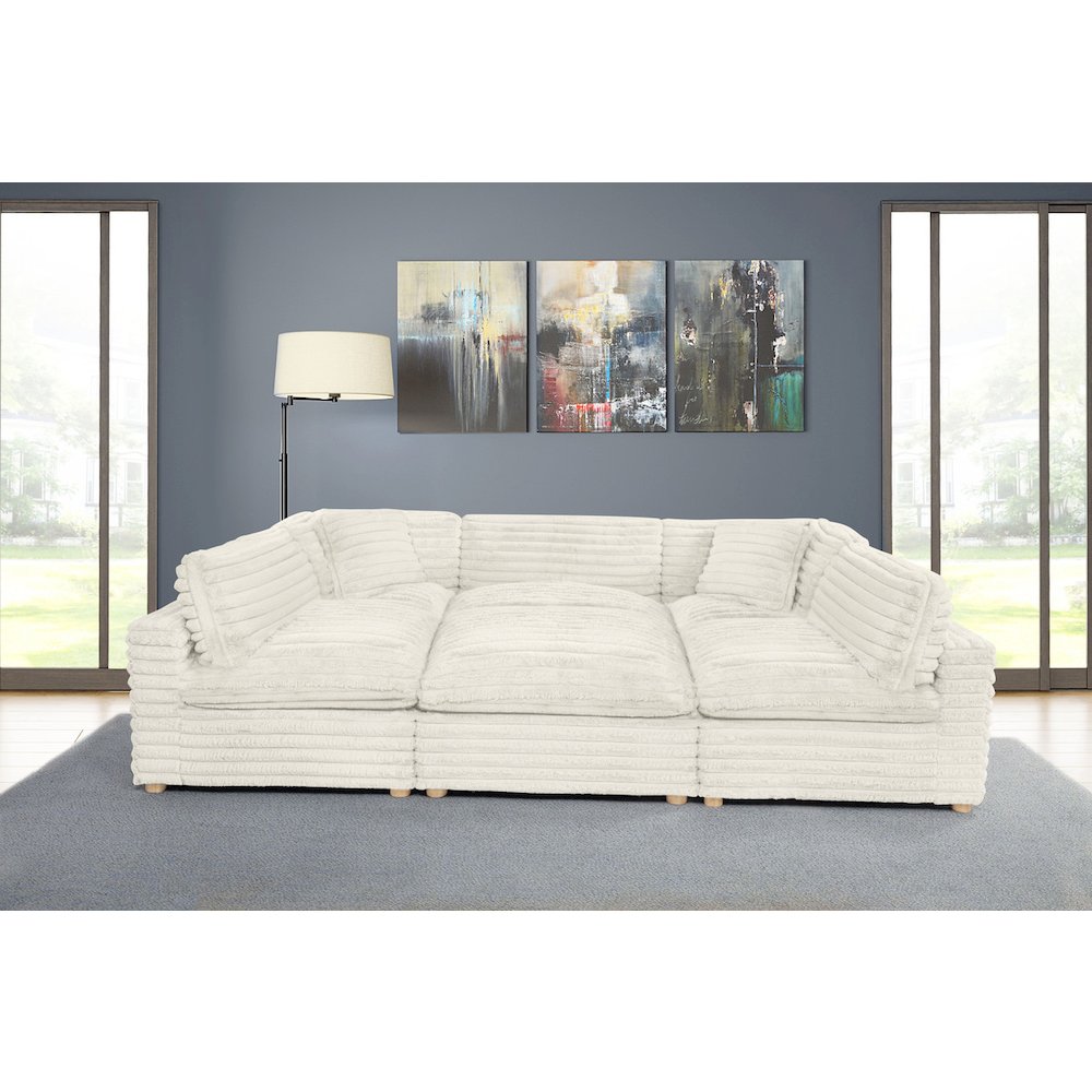 6-Piece Corduroy Modular Sectional, Beige