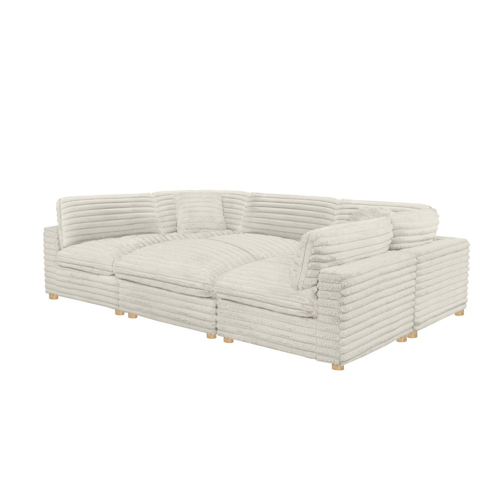 6-Piece Corduroy Modular Sectional, Beige