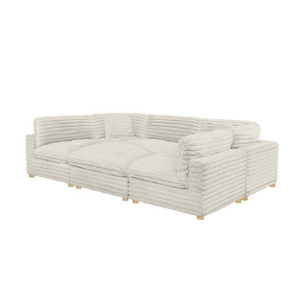 6-Piece Corduroy Modular Sectional, Beige