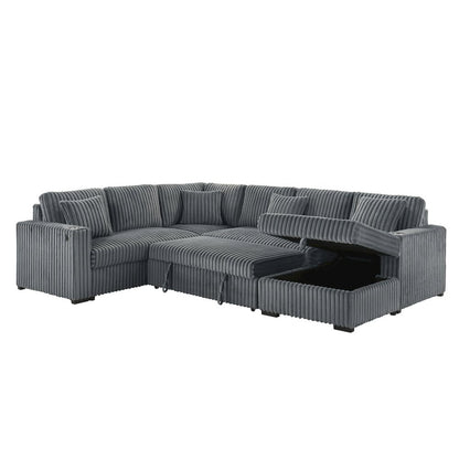 Best Quality Furniture 3-Piece Cordurory Velvet Sectional