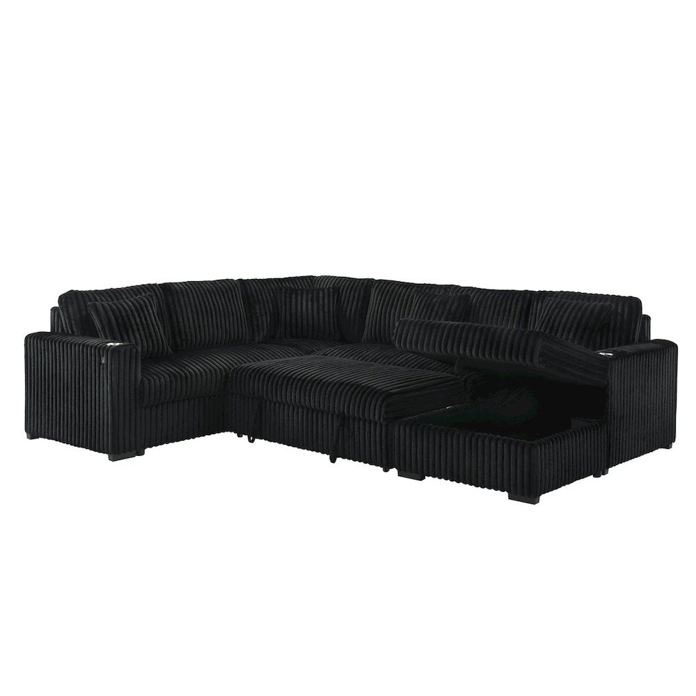 Best Quality Furniture 3-Piece Cordurory Velvet Sectional