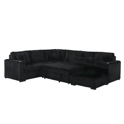 Best Quality Furniture 3-Piece Cordurory Velvet Sectional