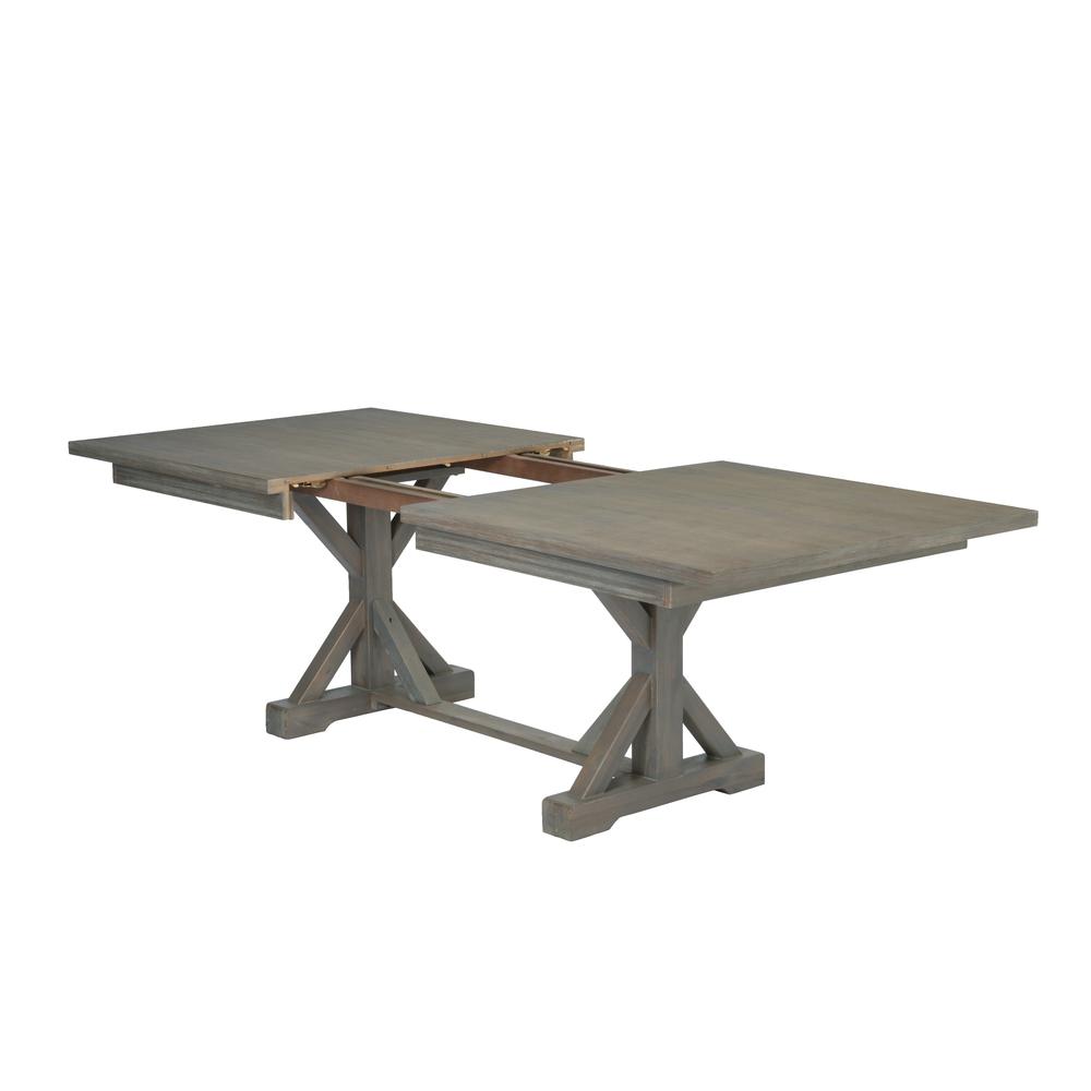 7 Piece Dining Set Extendable w/18"Center Leaf Extension & 6 Ladder-Back Chairs in Dark Grey Linen