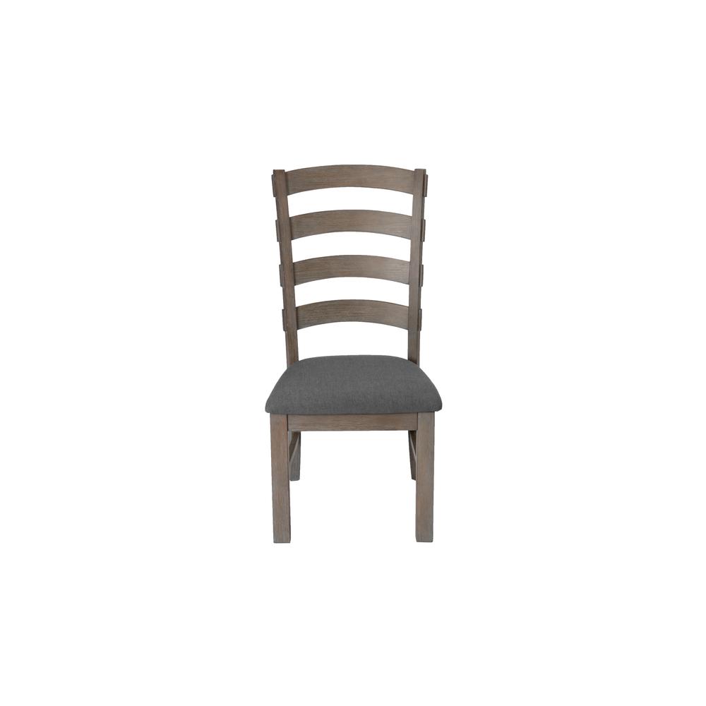 7 Piece Dining Set Extendable w/18"Center Leaf Extension & 6 Ladder-Back Chairs in Dark Grey Linen
