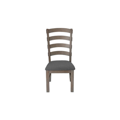 7 Piece Dining Set Extendable w/18"Center Leaf Extension & 6 Ladder-Back Chairs in Dark Grey Linen