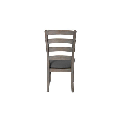 7 Piece Dining Set Extendable w/18"Center Leaf Extension & 6 Ladder-Back Chairs in Dark Grey Linen