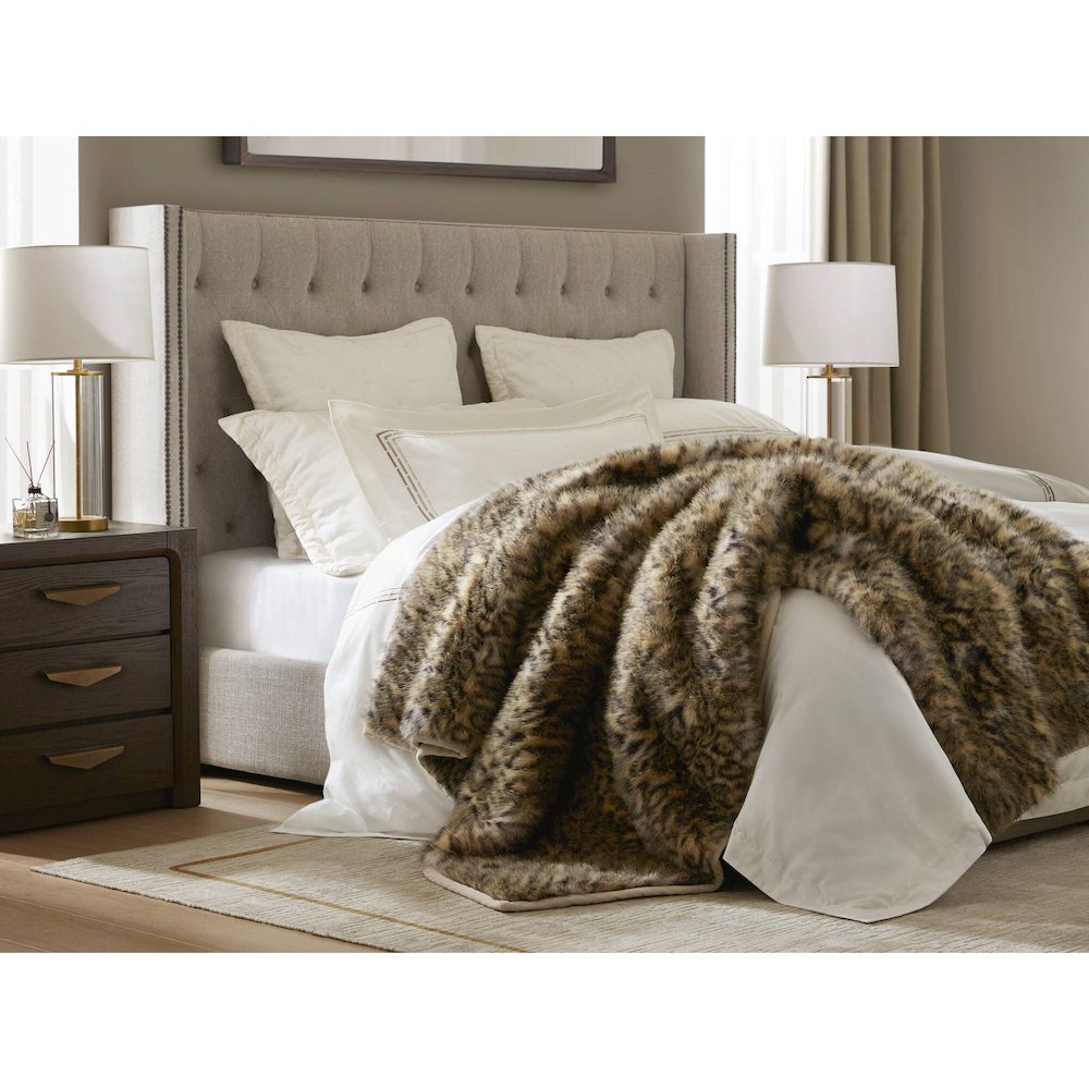 Botswana Animal Print Faux Fur Throw Blanket, Leopard color