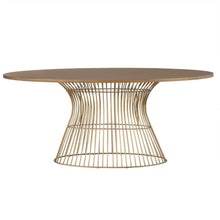 Brown Round Dining Table with Solid Metal Frame for Kitchen or Dining