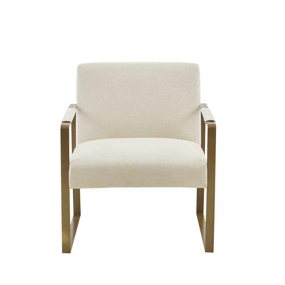 Beige Accent Chair with Solid Wood Frame for Living Room or Reading