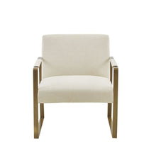 Beige Accent Chair with Solid Wood Frame for Living Room or Reading