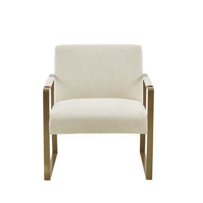 Beige Accent Chair with Solid Wood Frame for Living Room or Reading