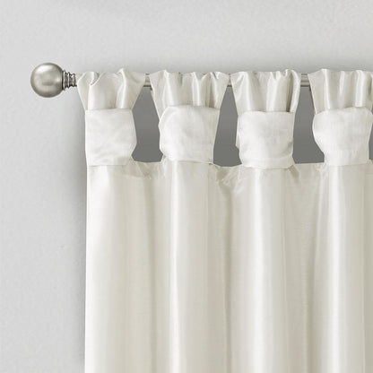 White Twisted Tab Lined Window Curtain Panel, Belen Kox