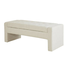 Beige Button-Tufted Storage Bench with Cushioned Top and Versatile Design