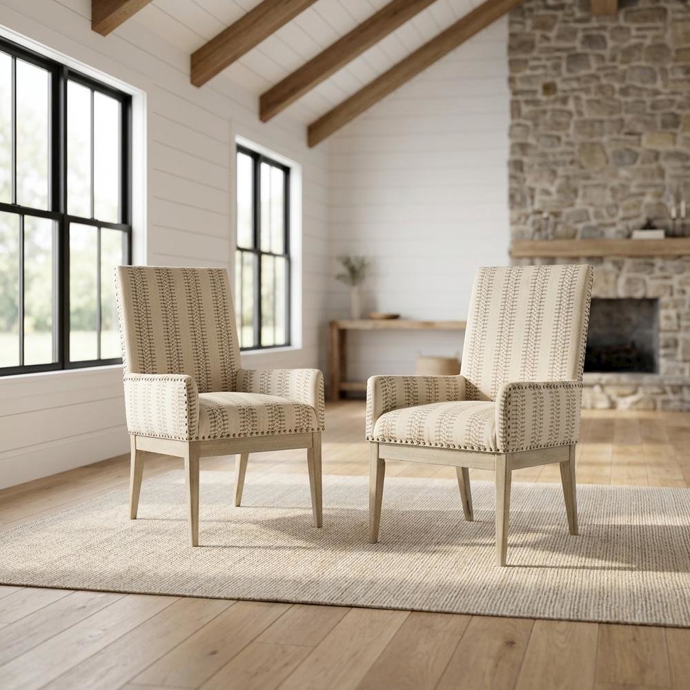 Brown Farmhouse Armchair Set of 2 with Comfortable Design and Sturdy Construction