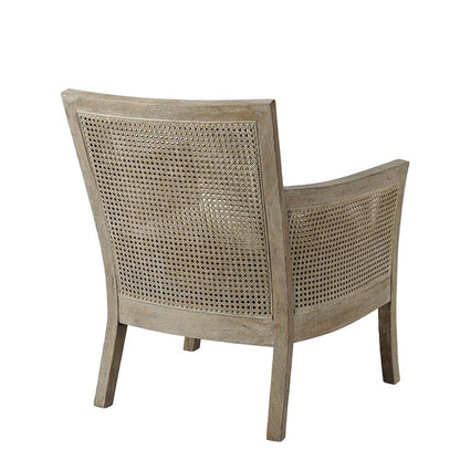 Elegant Beige Wingback Chair – Classic Push Back Recliner for Living Room