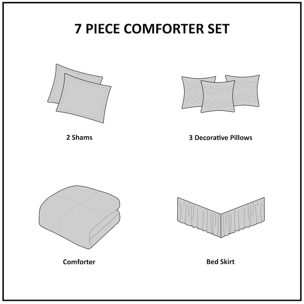 Laurel 100% Polyester Pieced Pleated 7pcs Tufted Comforter Set